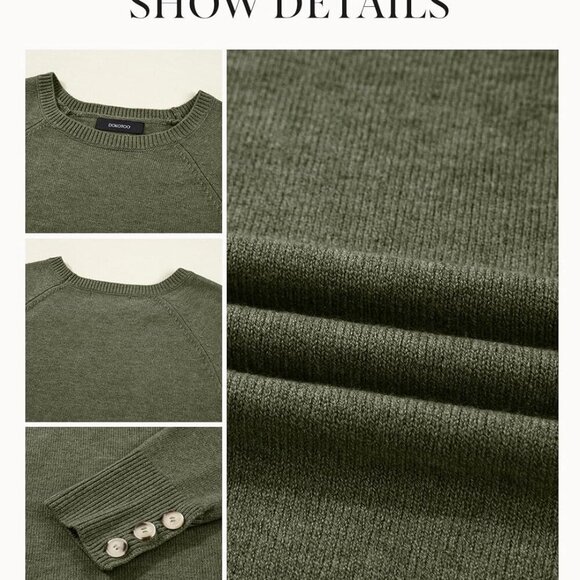 Womens Knit Sweater Long Sleeve Crewneck Button Casual Top Large - Picture 5 of 6